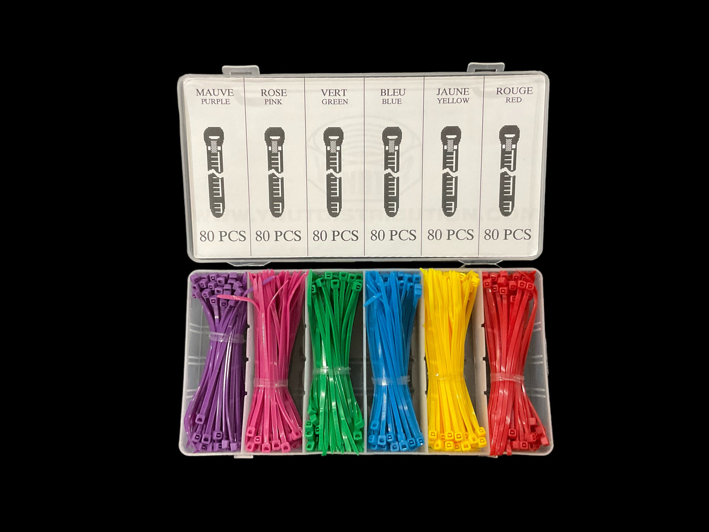 ATTACHES À CABLE (TIE WRAPS) 4 POUCES MULTICOLORES - ENSEMBLE DE 480 PIÈCES - Y-14001