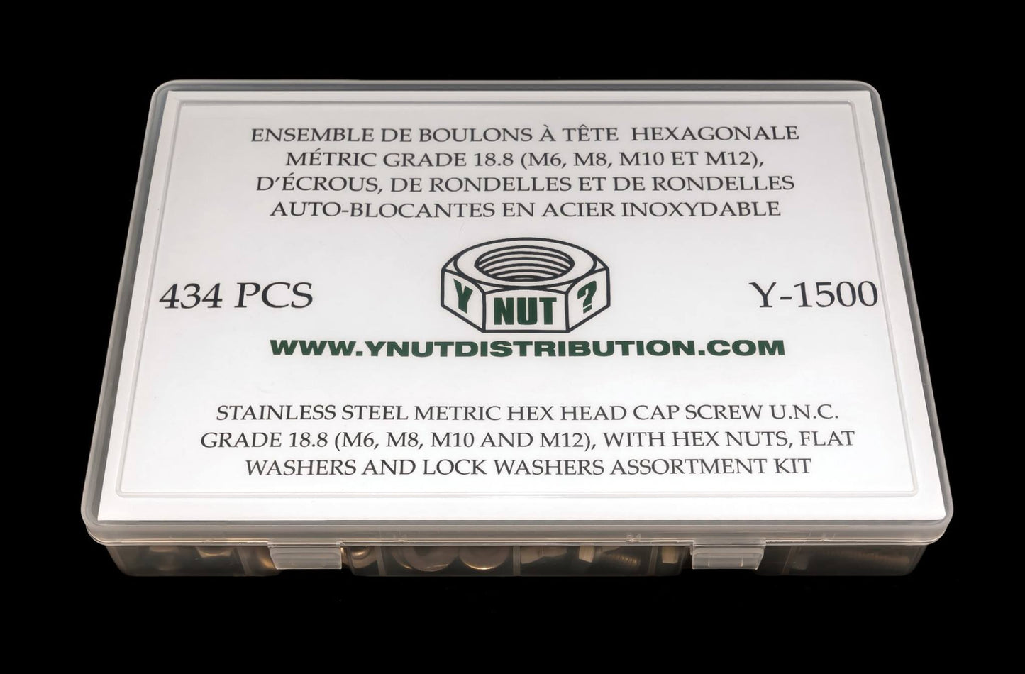BOULONS MÉTRIQUES EN ACIER INOXYDABLE – ENSEMBLE DE 434 PIÈCES – Y-1500