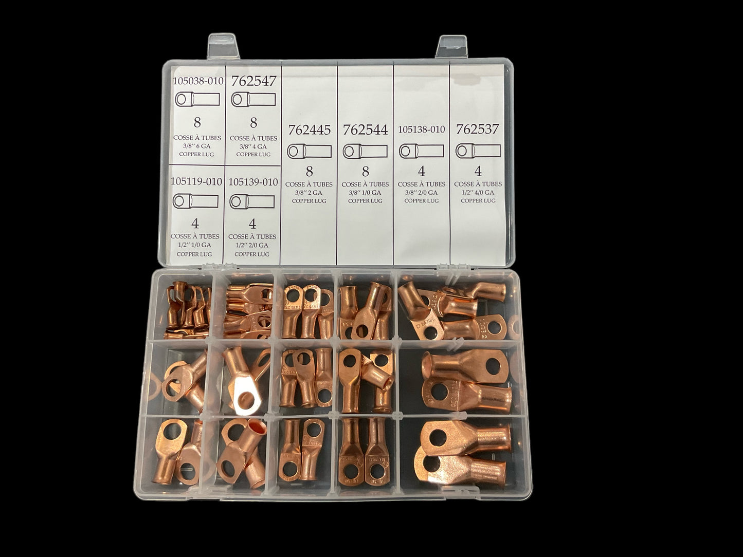 COSSES À TUBE EN LAITON DE 6 GAUGES À 4/0 GAUGES - ENSEMBLE DE 48 PIÈCES - Y-16500