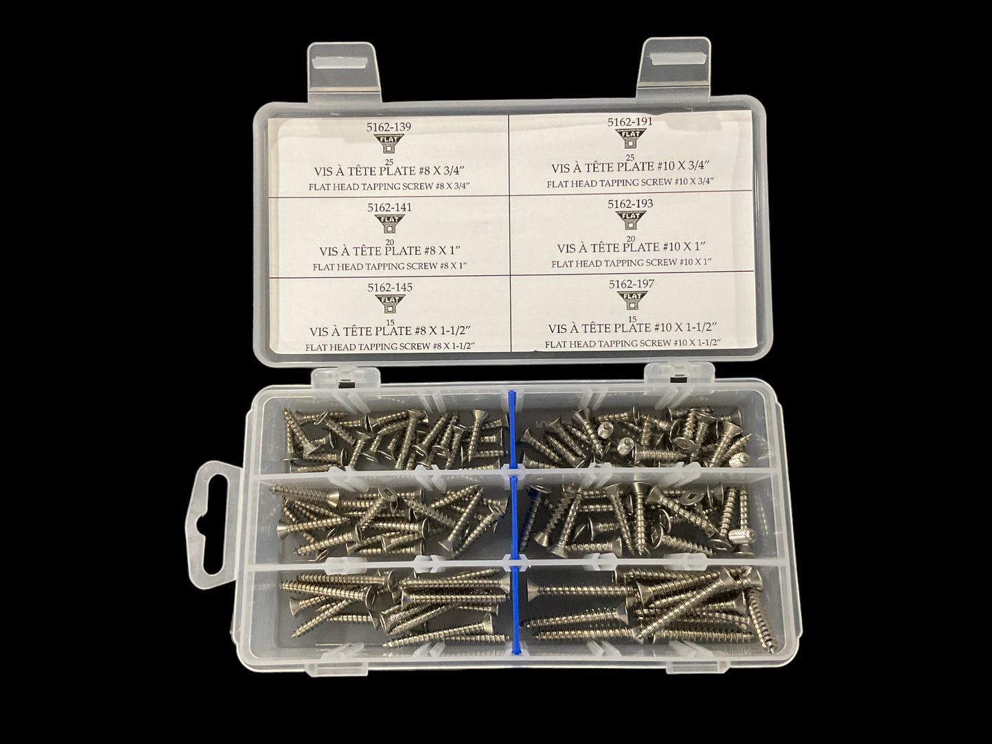 FLAT HEAD STAINLESS STEEL SCREWS – 120-PCS SET – Y-2503