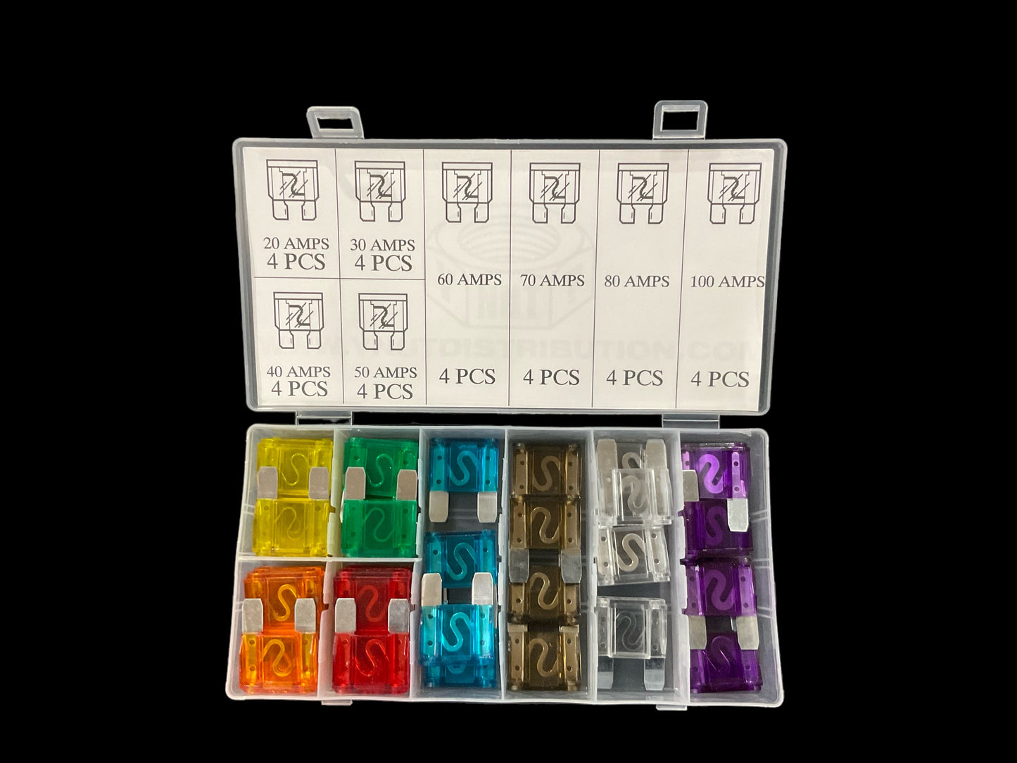 FUSIBLES À LAME MAXI 20 AMPÈRES À 100 AMPÈRES - ENSEMBLE DE 32 PIÈCES - Y-K508