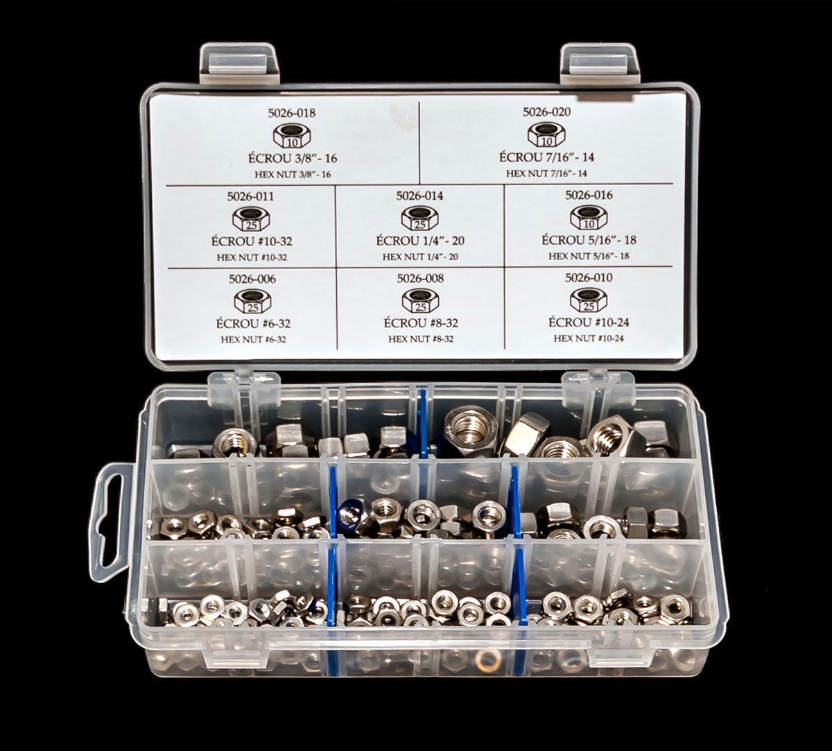 ÉCROUS EN ACIER INOXYDABLE – ENSEMBLE DE 155 PIÈCES - Y-1257