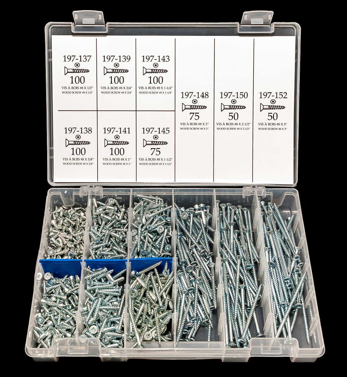 VIS À BOIS #8 À TÊTE PLATE – ENSEMBLE DE 750 PIÈCES - Y-20015