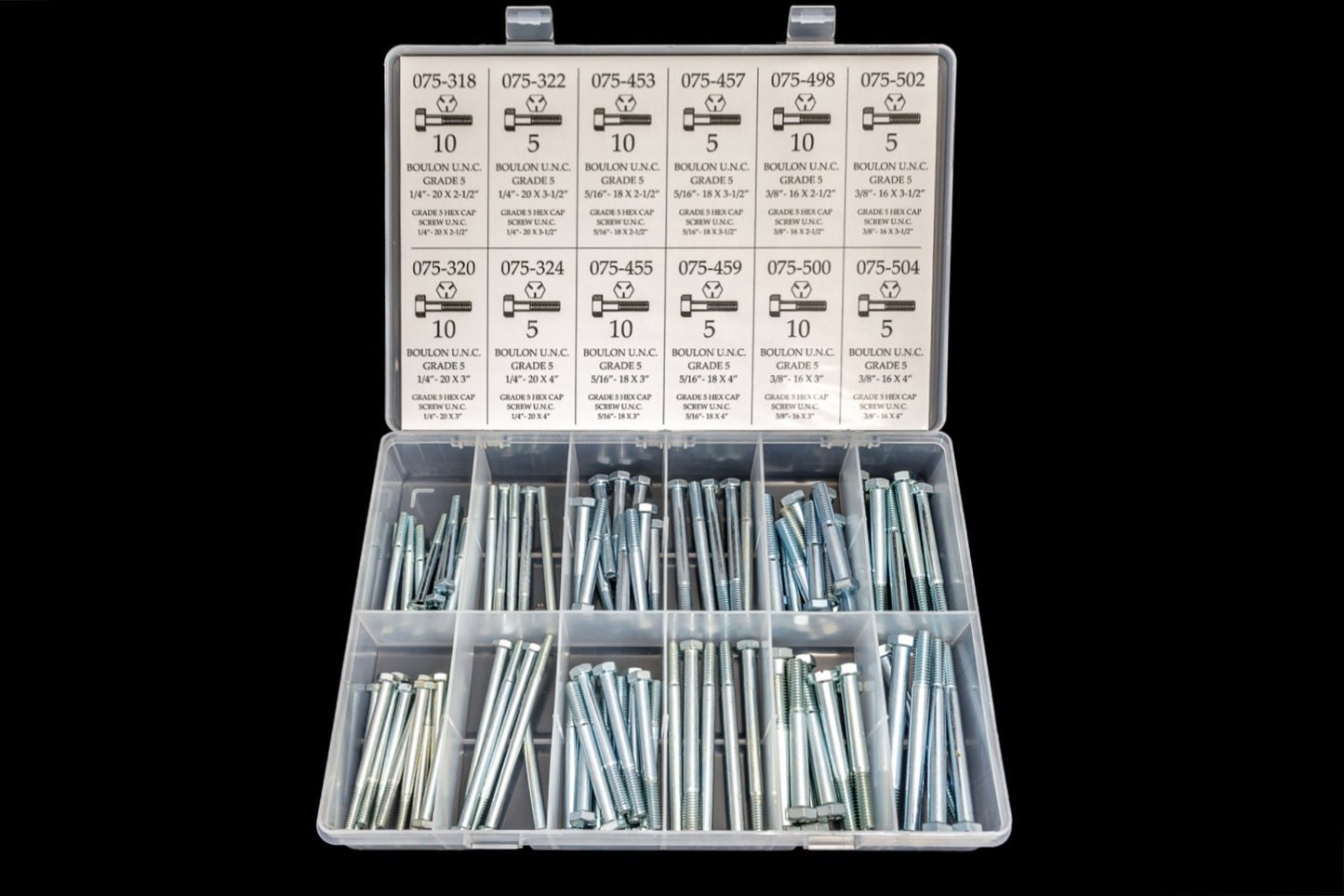 BOULONS À TÊTE HEXAGONALES IMPÉRIAL GRADE 5 - ENSEMBLE DE 91 PIÈCES - Y-200B