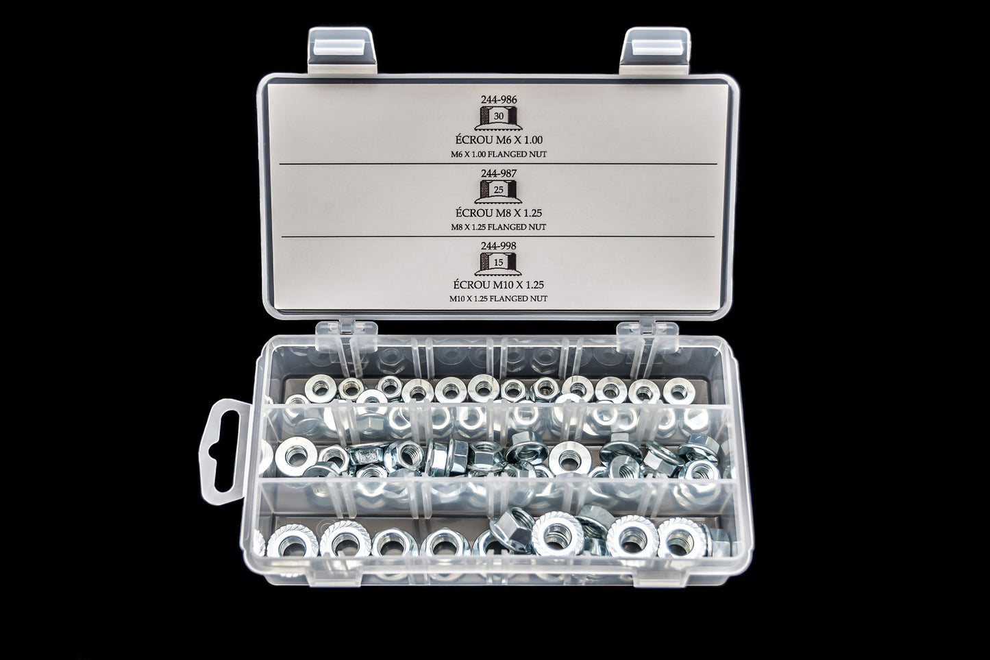 ÉCROUS HEXAGONAUX À BRIDES MÉTRIQUES – ENSEMBLE DE 70 PIÈCES – Y-256