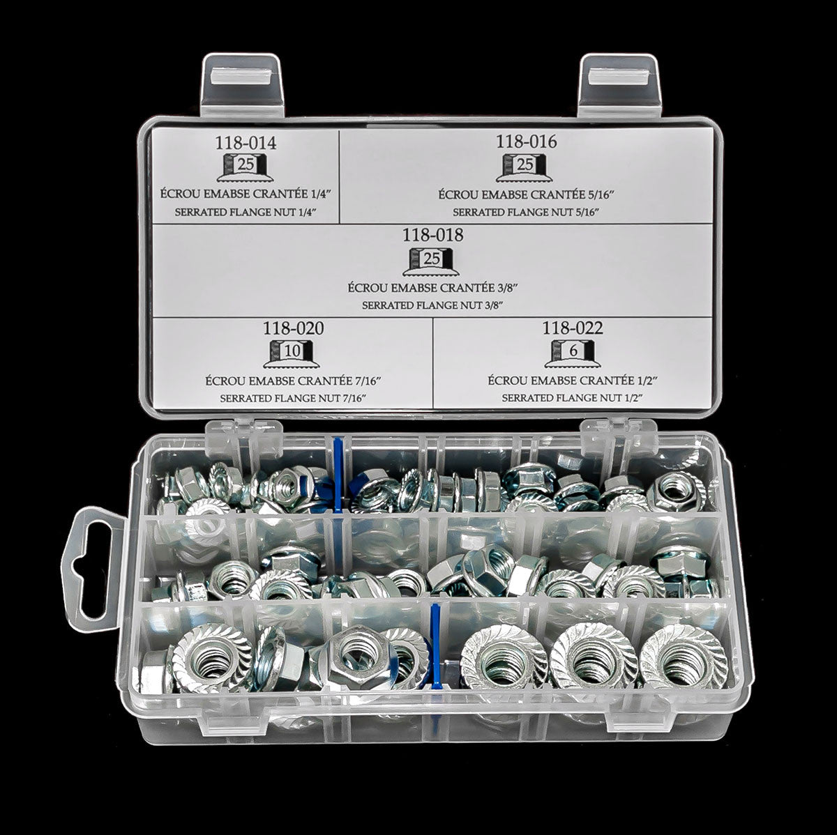 GRADE 8 HEX FLANGE NUTS – 92-PCS SET – Y-259