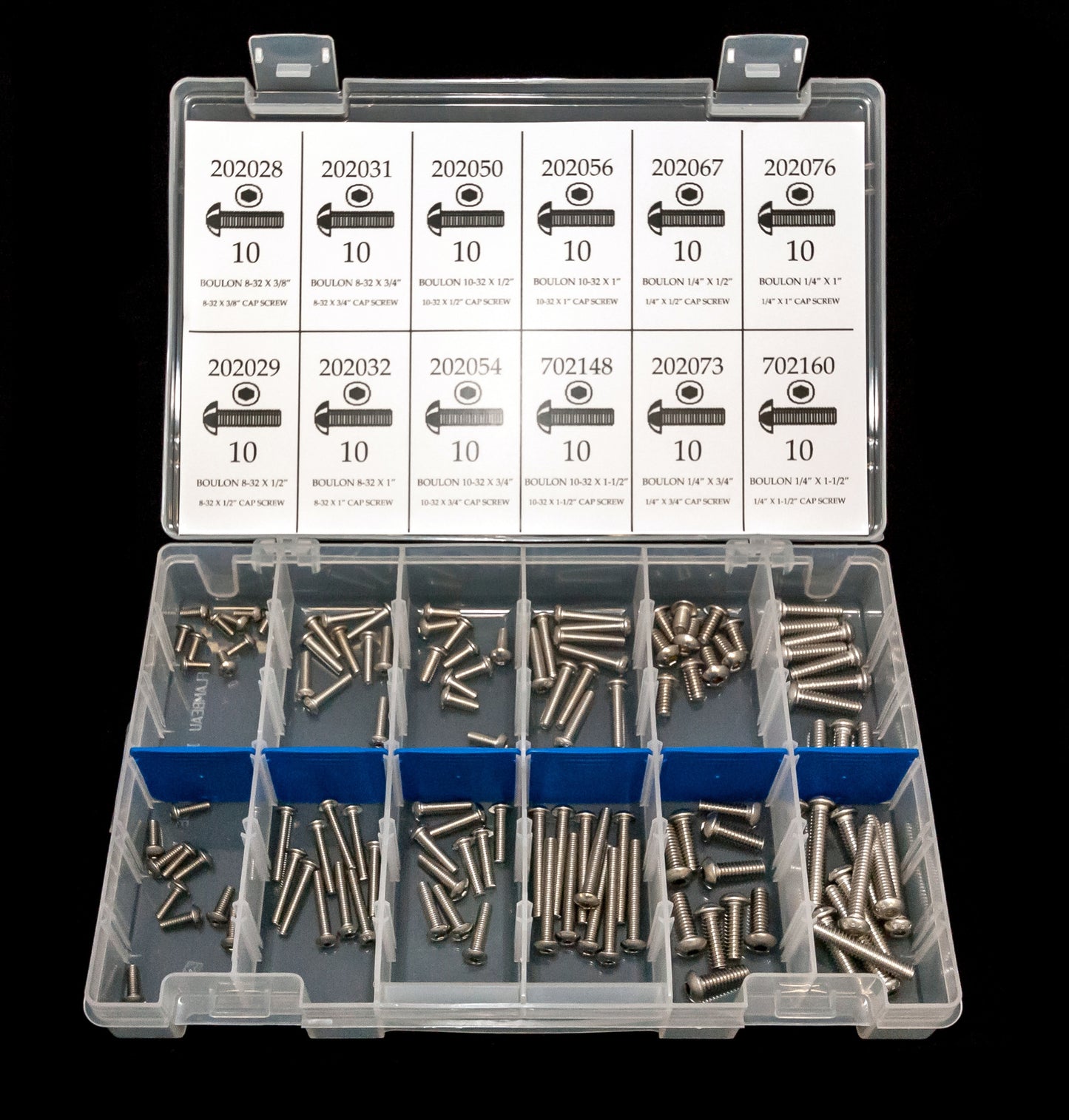 BOULONS À TÊTE BOUTON EN ACIER INOXYDABLE – ENSEMBLE DE 120 PIÈCES – Y-3250