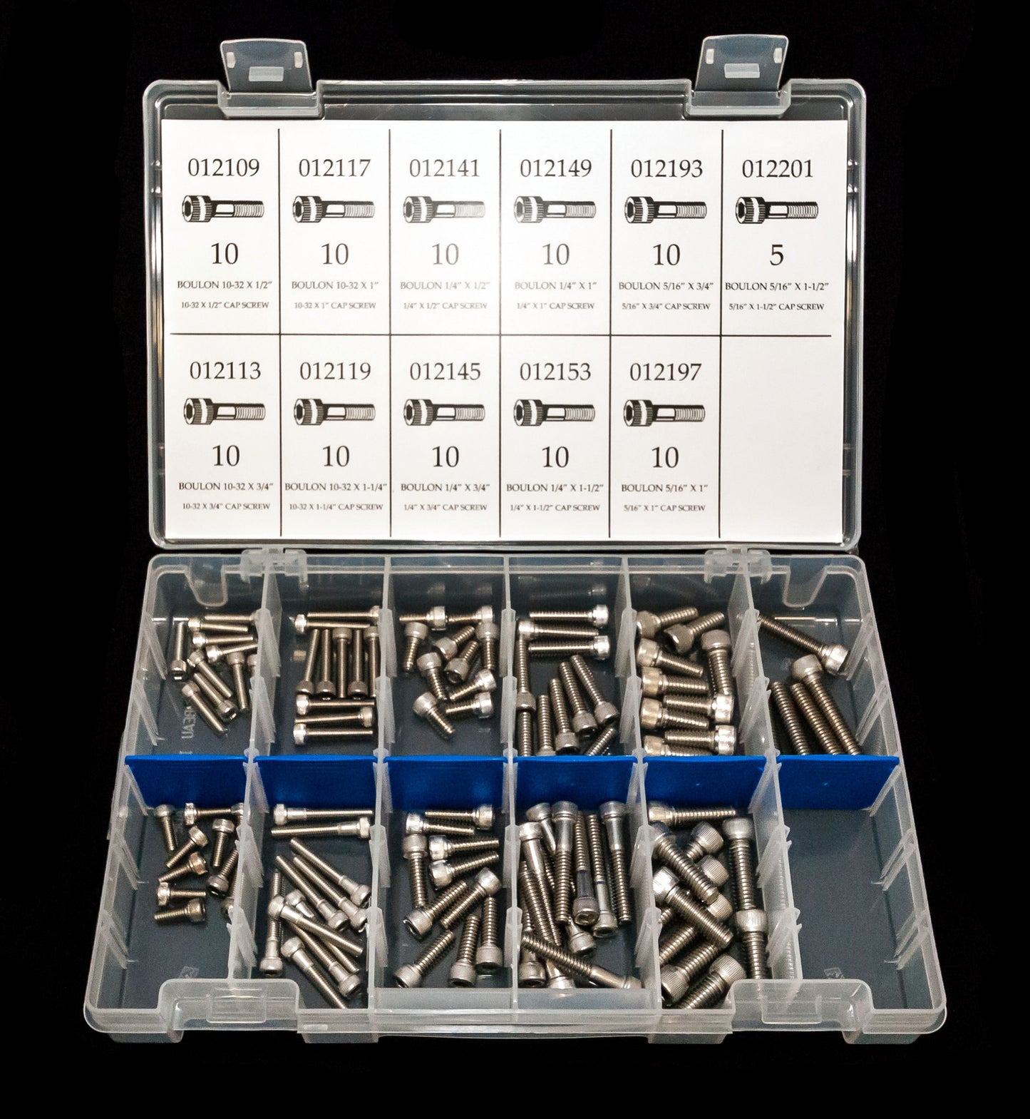 BOULONS À TÊTE CYLINDRIQUE EN ACIER INOXYDABLE – ENSEMBLE DE 105 PIÈCES – Y-3500