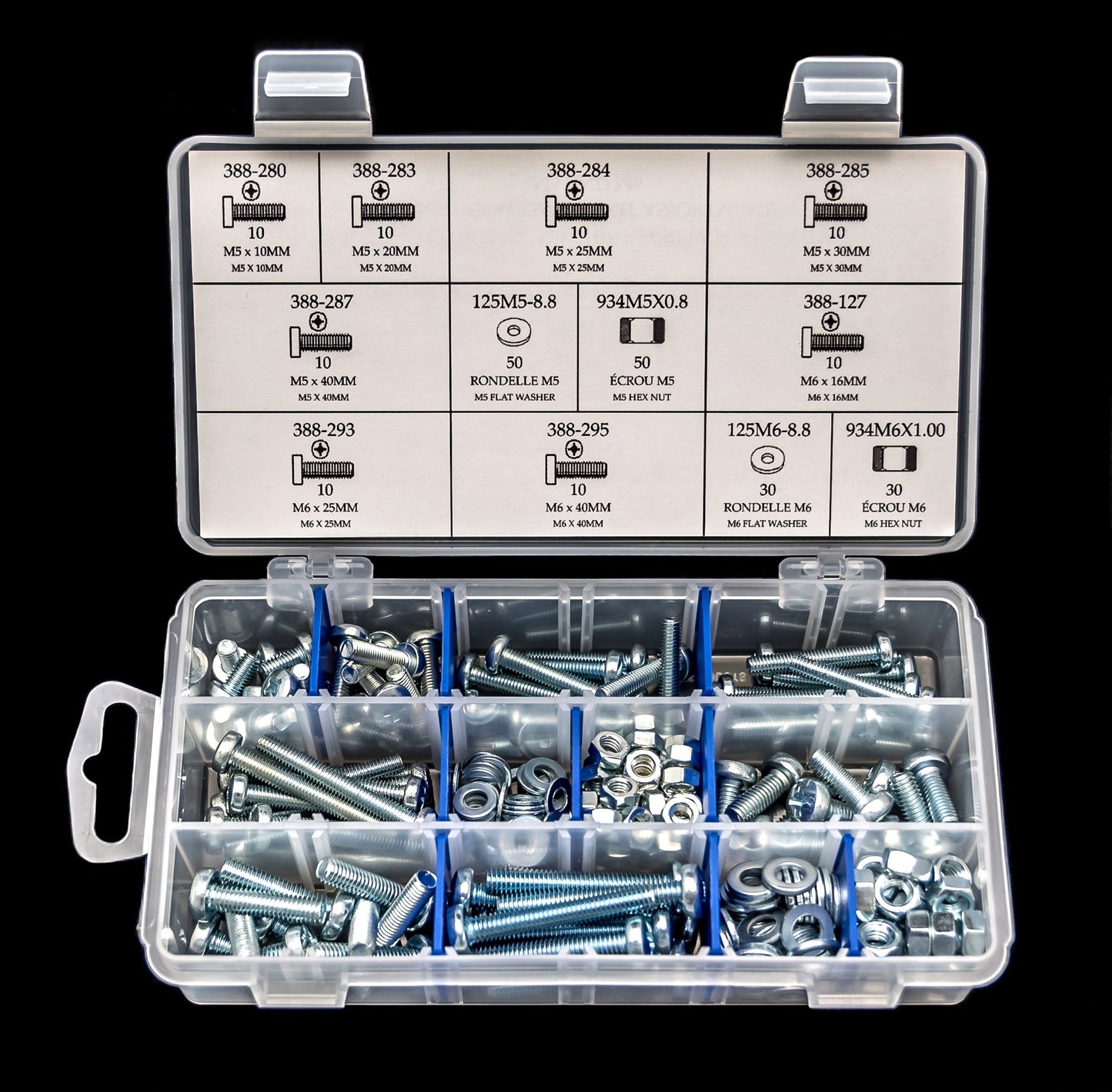 METRIC MACHINE SCREWS, WASHERS & HEX NUTS – 240 PCS SET – Y-500