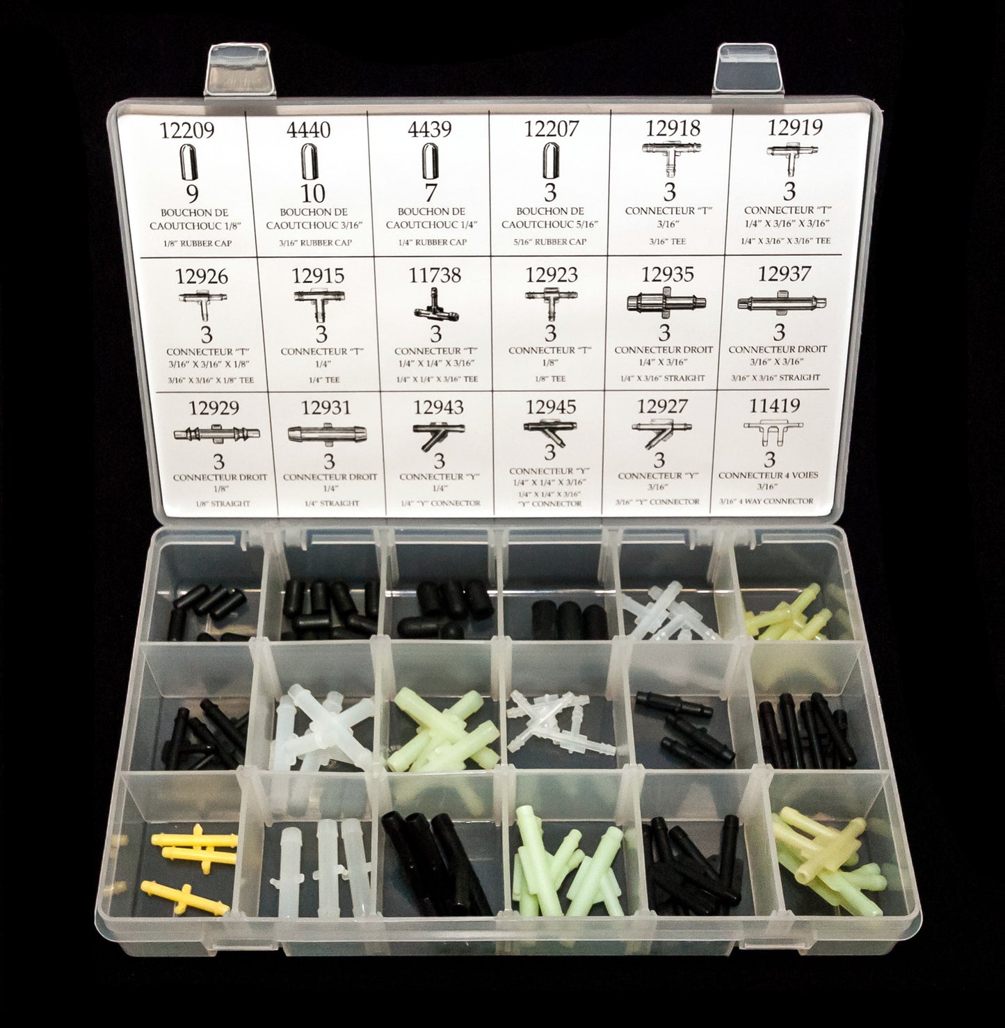 CONNECTEURS À VIDE ET BOUCHONS POUR LAVE-GLACE – ENSEMBLE DE 75 PIÈCES - Y-K315