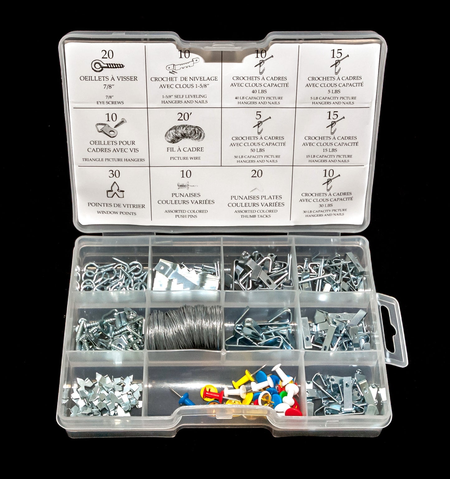 ASSORTIMENT DE CROCHETS À CADRES PLAQUÉ ZINC, 242 PCS