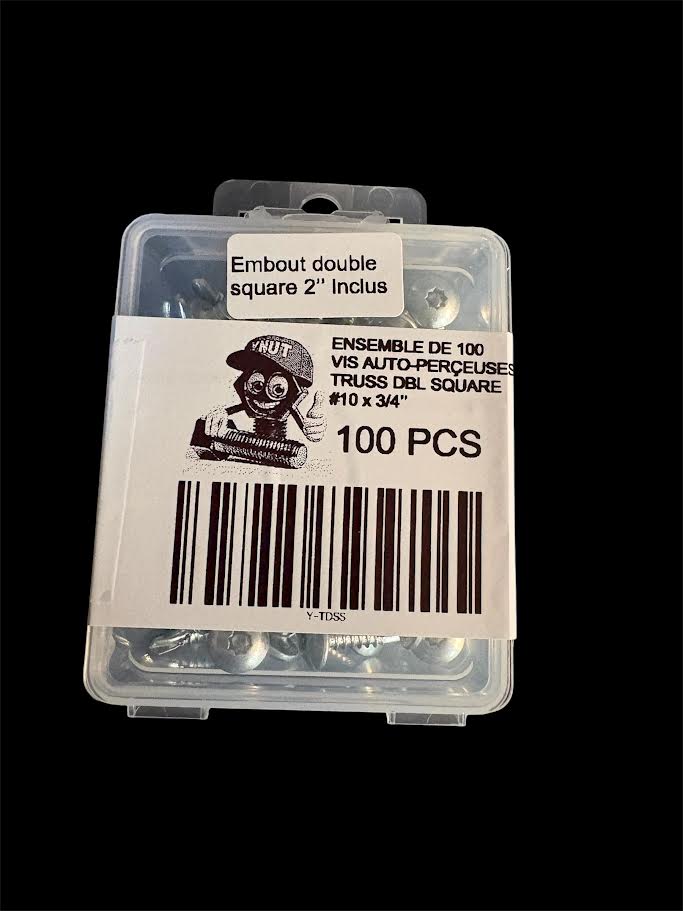 VIS AUTO-PERCEUSE TRUSS DOUBLE CARRÉE #10 X 3/4'' ENSEMBLE DE 101 PIECES SET-Y-TDSS