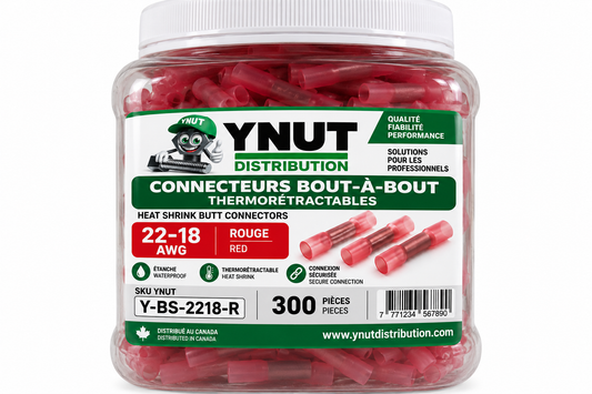 Connecteur bout à bout thermorétractable, calibre 22 à 18, paquet de 300-  Y-BS-2218-R