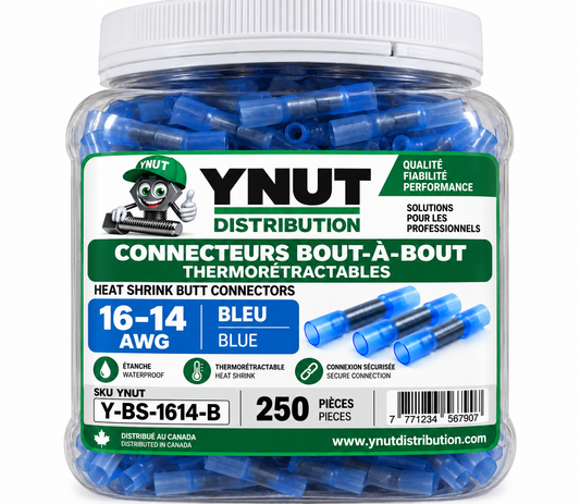 Connecteur bout à bout thermorétractable, calibre 16 - 14, paquet de 250-  Y-BS-1614-B